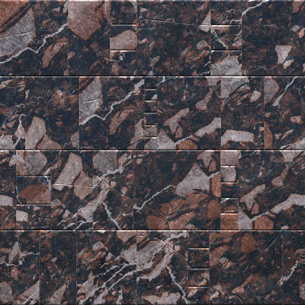 Marble random tiles. Background and texture random marble tile surface, dark marble with hard surface. 3D-rendering — Stock Photo, Image