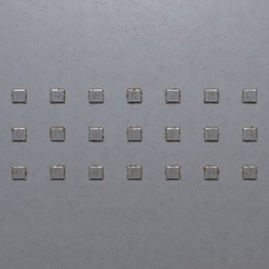 Kare metal, pas izleriyle dokunsal kaplama yapar. Metalik desenli arka plan. 3 Boyutlu Hazırlama