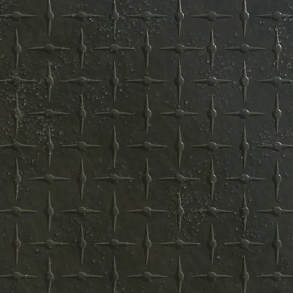 Målat diamantskydd. Ovanifrån av en metall rostig och grunge konsistens. Industriellt smutsigt stål bakgrund. 3D-rendering — Stockfoto