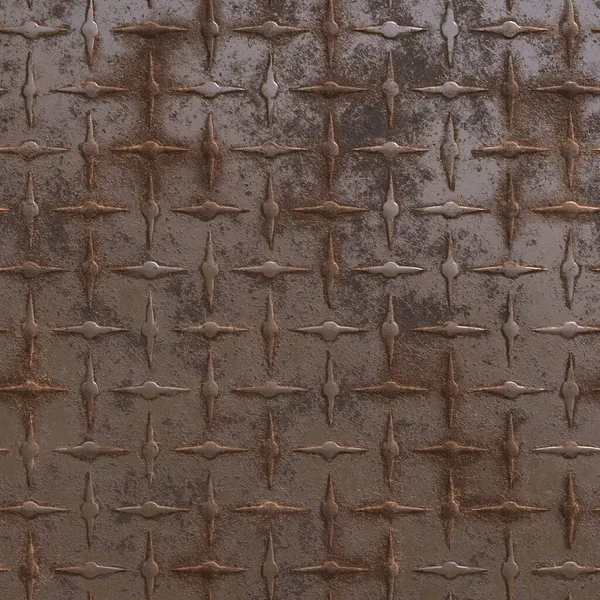 Målat diamantskydd. Ovanifrån av en metall rostig och grunge konsistens. Industriellt smutsigt stål bakgrund. 3D-rendering — Stockfoto