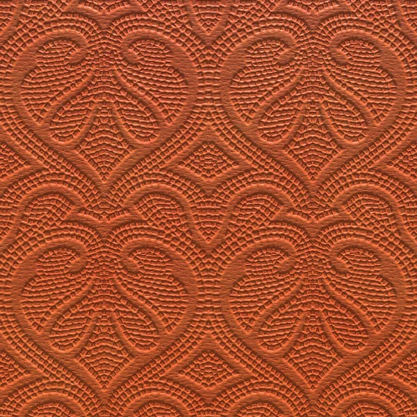 Mosaic embossing of pigskin. Orange leather background with embossed pattern. Realistic texture up close. 3D-rendering — Stock Photo, Image