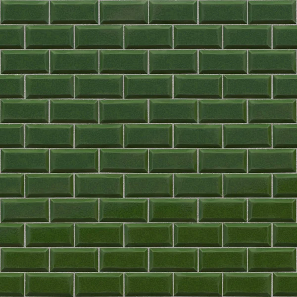 Enameled subway tile background, abstract texture of green brick, surface and ceramic wall design. Interior wall decoration mosaic close-up. 3D-rendering — Stock Photo, Image