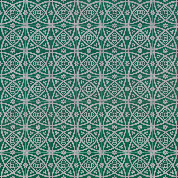 Ceramic tile with vintage pattern. Decorative background of green tiles with an ornament. Tuscan or Italian style. 3D-rendering — Foto Stock