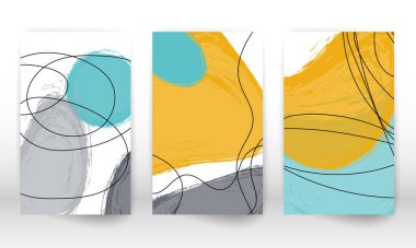 Bir dizi geometrik şekil. Soyut el çizimi suluboya efekt tasarım elementleri. Modern sanat baskısı. Çağdaş tasarım.