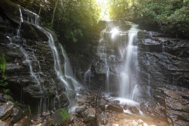 Güzel Soco Falls, Kuzey Carolina, Cherokee yakınlarında bir ikiz şelale..