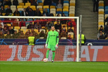 KYIV, UKRAINE - 27 Ekim 2020: Samir Handanoviç. UEFA Şampiyonlar Ligi karşılaşması Shakhtar Donetsk ile Inter Milan arasında Kyiv Olimpiyskyi Stadyumu 'nda oynanacak.