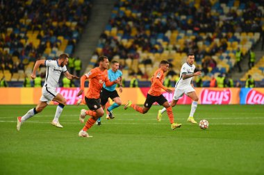 KYIV, UKRAINE - 27 Ekim 2020: UEFA Şampiyonlar Ligi maçı Shakhtar Donetsk-Inter Milan maçı Kyiv Olimpiyskyi 'deki NSC Olimpiyski Stadyumu' nda yapıldı.