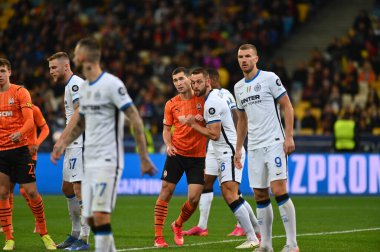KYIV, UKRAINE - 27 Ekim 2020: UEFA Şampiyonlar Ligi maçı Shakhtar Donetsk-Inter Milan maçı Kyiv Olimpiyskyi 'deki NSC Olimpiyski Stadyumu' nda yapıldı.