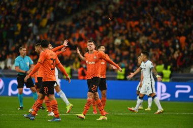 KYIV, UKRAINE - 27 Ekim 2020: UEFA Şampiyonlar Ligi maçı Shakhtar Donetsk-Inter Milan maçı Kyiv Olimpiyskyi 'deki NSC Olimpiyski Stadyumu' nda yapıldı.