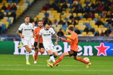 KYIV, UKRAINE - 27 Ekim 2020: Marcelo Brozovic. UEFA Şampiyonlar Ligi karşılaşması Shakhtar Donetsk ile Inter Milan arasında Kyiv Olimpiyskyi Stadyumu 'nda oynanacak.