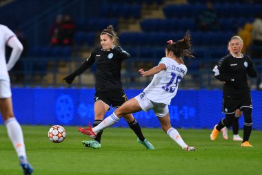 KHARKIV, UKRAINE - 6 Ekim 2021: FC Kharkiv - FC Real Madrid arasındaki UEFA Kadınlar Şampiyonlar Ligi maçı
