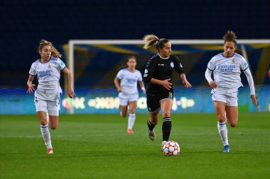 KHARKIV, UKRAINE - 6 Ekim 2021: FC Kharkiv - FC Real Madrid arasındaki UEFA Kadınlar Şampiyonlar Ligi maçı