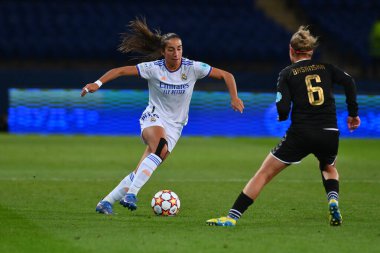 KHARKIV, UKRAINE - 6 Ekim 2021: FC Kharkiv - FC Real Madrid arasındaki UEFA Kadınlar Şampiyonlar Ligi maçı