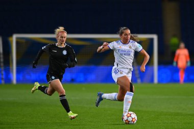 KHARKIV, UKRAINE - 6 Ekim 2021: FC Kharkiv - FC Real Madrid arasındaki UEFA Kadınlar Şampiyonlar Ligi maçı