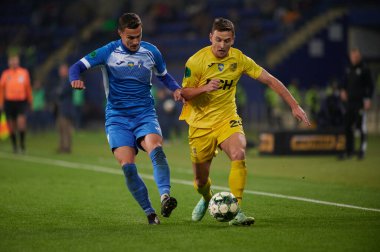 KHARKIV, UKRAINE - 1 Ekim 2021: Ukrayna PFL FC Metalist Kremin 'e karşı futbol maçı