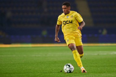 KHARKIV, UKRAINE - 1 Ekim 2021 Kadeem Harris. Ukraynalı PFL Metalist, Kremin 'e karşı.
