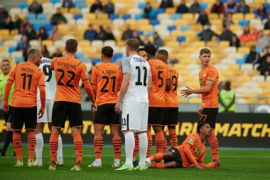 KYIV, UKRAINE - 15 Ekim 2021 UPL futbol maçı, FC Shakhtar Donetsk FC Zorya Luhansk 'a karşı