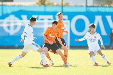 KYIV, UKRAINE - 19 Ekim 2021: UEFA Şampiyonlar Ligi U19 maçı FC Shakhtar Donetsk - FC Real Madrid
