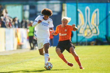 KYIV, UKRAINE - 19 Ekim 2021: UEFA Şampiyonlar Ligi U19 maçı FC Shakhtar Donetsk - FC Real Madrid
