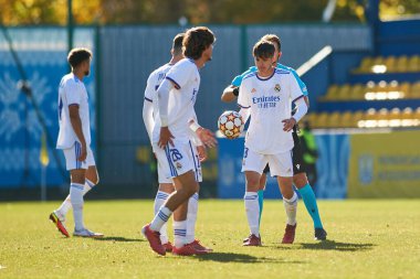 KYIV, UKRAINE - 19 Ekim 2021: UEFA Şampiyonlar Ligi U19 maçı FC Shakhtar Donetsk - FC Real Madrid
