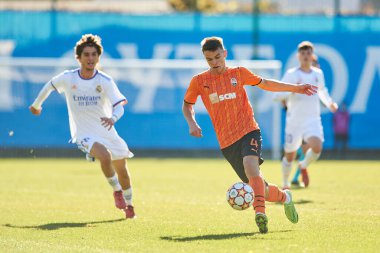 KYIV, UKRAINE - 19 Ekim 2021: UEFA Şampiyonlar Ligi U19 maçı FC Shakhtar Donetsk - FC Real Madrid
