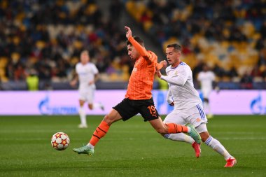 KYIV, UKRAINE - 19 Ekim 2021: FC Shakhtar Donetsk ile FC Real Madrid arasındaki UEFA Şampiyonlar Ligi maçı