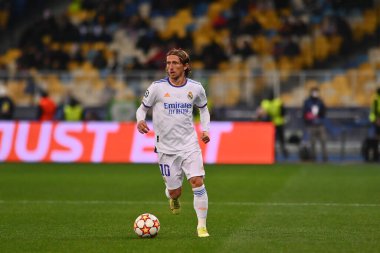 KYIV, UKRAINE - 19 Ekim 2021: FC Shakhtar Donetsk ile FC Real Madrid arasındaki UEFA Şampiyonlar Ligi maçı