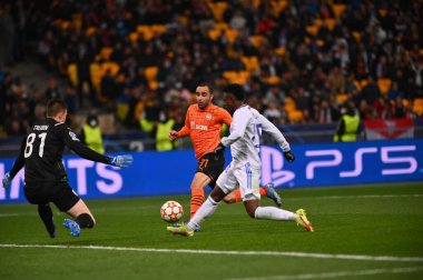 KYIV, UKRAINE - 19 Ekim 2021: FC Shakhtar Donetsk ile FC Real Madrid arasındaki UEFA Şampiyonlar Ligi maçı