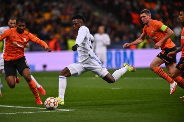 KYIV, UKRAINE - 19 Ekim 2021: FC Shakhtar Donetsk ile FC Real Madrid arasındaki UEFA Şampiyonlar Ligi maçı