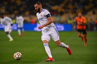 KYIV, UKRAINE - 19 Ekim 2021: FC Shakhtar Donetsk ile FC Real Madrid arasındaki UEFA Şampiyonlar Ligi maçı