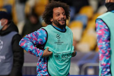 KYIV, UKRAINE - 19 Ekim 2021: Marcelo (kaptan). UEFA Şampiyonlar Ligi karşılaşması FC Shakhtar Donetsk - FC Real Madrid