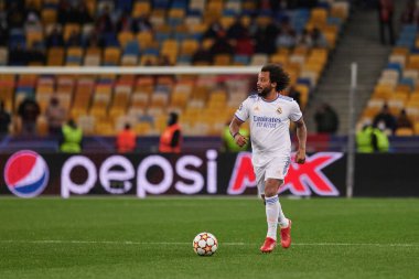 KYIV, UKRAINE - 19 Ekim 2021: Marcelo (kaptan). UEFA Şampiyonlar Ligi karşılaşması FC Shakhtar Donetsk - FC Real Madrid
