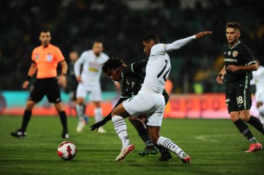 POLTAVA, UKRAINE - 23 Ekim 2021: Tete. Ukrayna Premiere Ligi FC Vorskla Poltava FC Shakhtar Donetsk 'e karşı