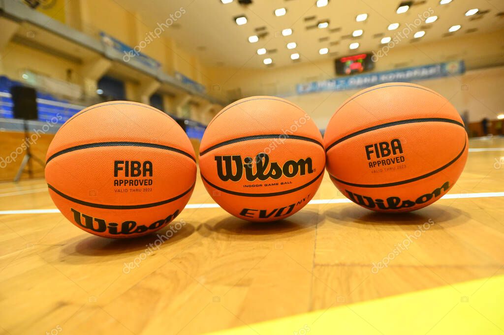 Kharkiv, Ukraine - October 28, 2020: Official basketball balls Wilson of the match of Ukraine super league