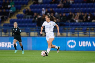 KHARKIV, UKRAINE - 6 Ekim 2021: FC Kharkiv - FC Real Madrid arasındaki UEFA Kadınlar Şampiyonlar Ligi maçı sırasında Roco Galvez