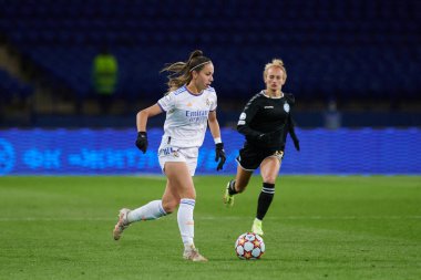 KHARKIV, UKRAINE - 6 Ekim 2021 Athenea del Castillo. FC Kharkiv ile FC Real Madrid arasındaki UEFA Kadınlar Şampiyonlar Ligi karşılaşması