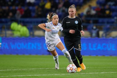 KHARKIV, UKRAINE - 6 Ekim 2021: Nadiia Khavanska. FC Kharkiv ile FC Real Madrid arasındaki UEFA Kadınlar Şampiyonlar Ligi karşılaşması