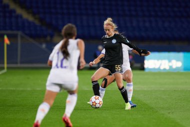 KHARKIV, UKRAINE - 6 Ekim 2021: Yuliia Shevchuk. FC Kharkiv ile FC Real Madrid arasındaki UEFA Kadınlar Şampiyonlar Ligi karşılaşması