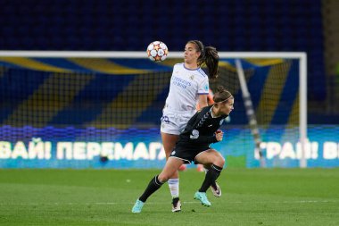 KHARKIV, UKRAINE - 6 Ekim 2021: FC Kharkiv - FC Real Madrid arasındaki UEFA Kadınlar Şampiyonlar Ligi maçı