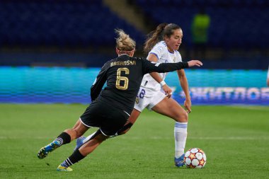 KHARKIV, UKRAINE - 6 Ekim 2021: Luca Rodrguez UEFA Kadınlar Şampiyonlar Ligi FC Kharkiv - FC Real Madrid maçı