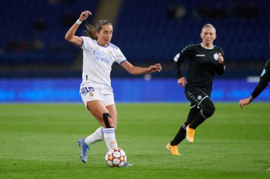 KHARKIV, UKRAINE - 6 Ekim 2021: FC Kharkiv - FC Real Madrid arasındaki UEFA Kadınlar Şampiyonlar Ligi maçı