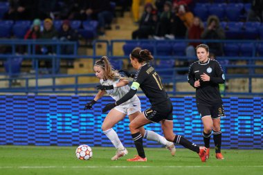 KHARKIV, UKRAINE - 6 Ekim 2021 Athenea del Castillo. FC Kharkiv ile FC Real Madrid arasındaki UEFA Kadınlar Şampiyonlar Ligi karşılaşması