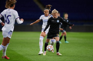 KHARKIV, UKRAINE - 6 Ekim 2021: FC Kharkiv - FC Real Madrid arasındaki UEFA Kadınlar Şampiyonlar Ligi maçı