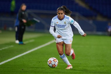 KHARKIV, UKRAINE - 6 Ekim 2021 Kenti Robles. FC Kharkiv ile FC Real Madrid arasındaki UEFA Kadınlar Şampiyonlar Ligi karşılaşması