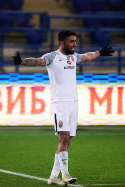 KHARKIV, UKRAINE - 31 Ekim 2021: Ukrayna Premiere Ligi FC Metalist-1925 Kharkiv - FC Zorya Luhansk maçı