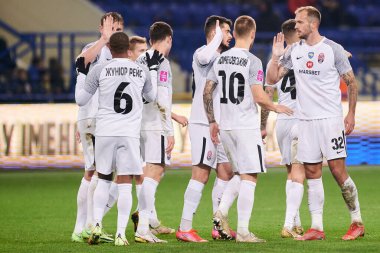 KHARKIV, UKRAINE - 31 Ekim 2021: Ukrayna Premiere Ligi FC Metalist-1925 Kharkiv - FC Zorya Luhansk maçı