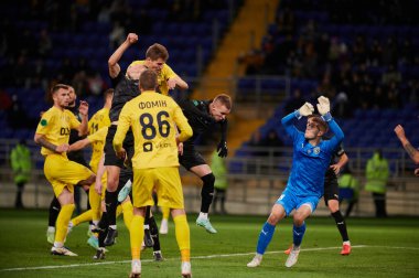 KHARKIV, UKRAINE - 1 Kasım 2021: Ukrayna PFL FC Metal Alianlara karşı futbol maçı