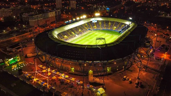 Kharkiv Ucrania Octubre 2021 Estadio Metalista Luces Nocturnas Ciudad — Foto de Stock