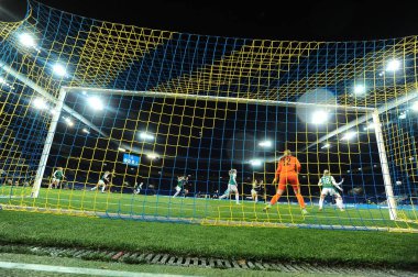 KHARKIV, UKRAINE - 9 Kasım 2021: Bayanlar Şampiyonlar Ligi WFC Kharkiv-WFC Breidablik maçı 