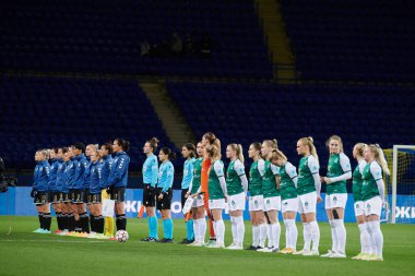 KHARKIV, UKRAINE - 9 Kasım 2021: Bayanlar Şampiyonlar Ligi WFC Kharkiv-WFC Breidablik maçı 